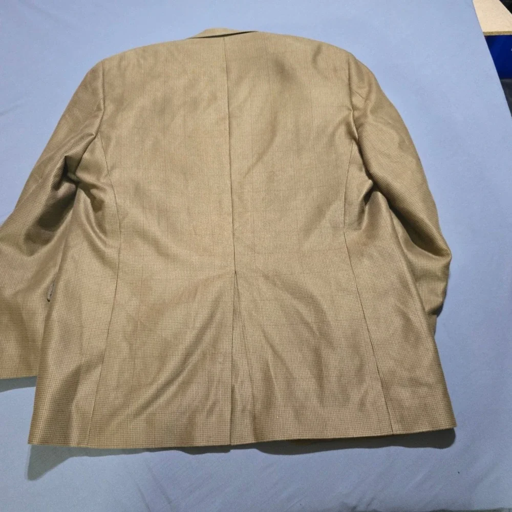 Chaps Blazer Mens 42R Tan Micro Check Two Button Sport Coat Jacket